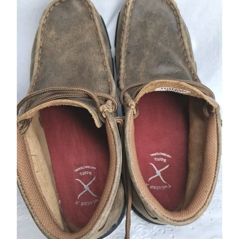Twisted X Boots Youth 3.5M Chukka Boots Brown Leather Lace Up Moc Toe Western